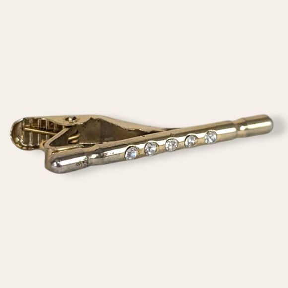 (2/$20) Vintage Rhinestone Accent Tie Clip - Picture 3 of 5